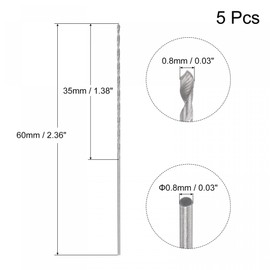 sourcing map 5 Pcs 0.8mm Mini Micro Twist Drill Bits, High-Speed Steel Straight Shank Extra Long Drill Bit 60mm for Aluminum Alloy