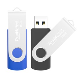 TosMemo USB Flash Drive 16GB Thumb Drive USB 2.0 Flash Drive Swivel Jump Drive Pen Drive Memory Stick for Data Storage(2 Pack,Black & Blue)