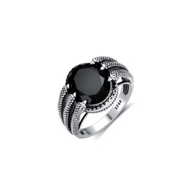 PYTALI Black Onyx Dragon Claw Ring Sterling Silver Dragon Scale Vintage Gothic Punk Ring Jewelry (7)