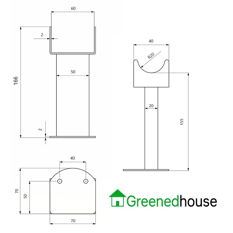 Greened House Oval Tube Radiator Feet Freestanding Pair Floor Standing