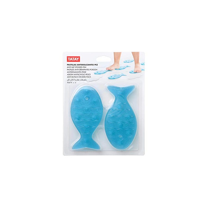 TATAY Fisch Aufkleber Anti-Rutsch Badewanne, aubergine, PVC, blau, 7.5 x