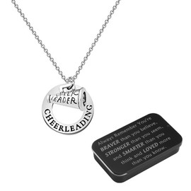 BNQL Cheerleading Necklace Cheerleader Inspirational Gifts for Girls Cheerleading Pendant With You Are Braver Stronger Smarter Than You Think Jewelry Box (Cheerleading Necklace)
