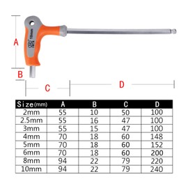 Andux Space NLJBS-01 T-shaped Hex Wrench Ball Point Set of 8