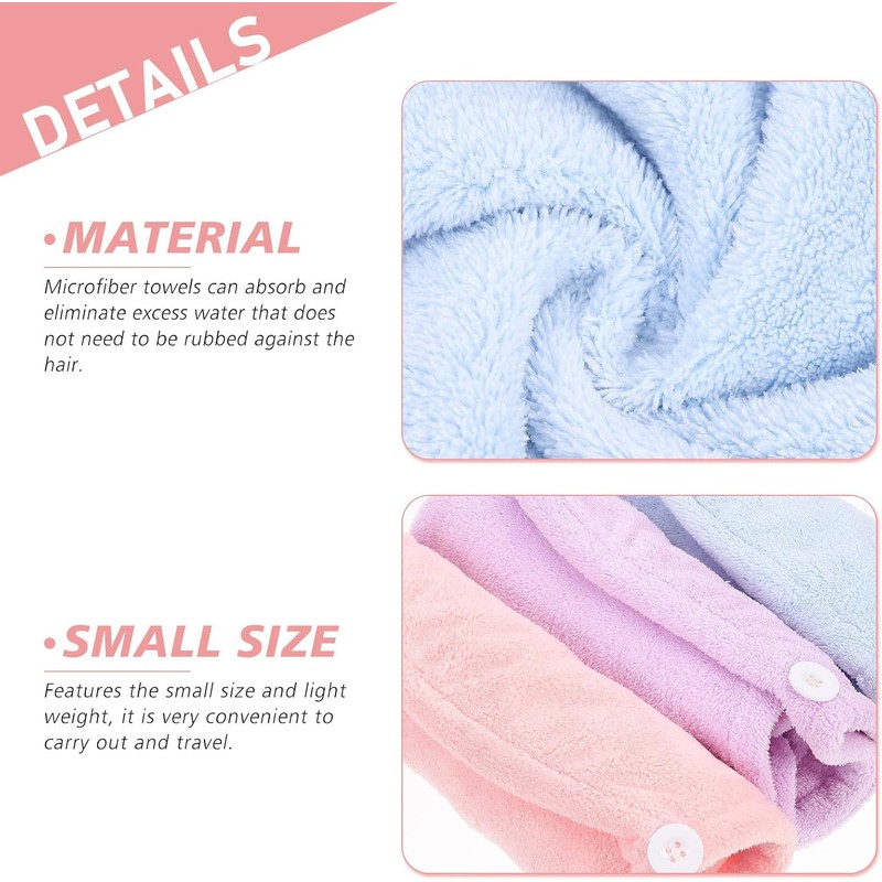 Homoyoyo Toallas de Microfibra para Cabello Mujer 3 Piezas Absorbentes