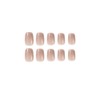 24 Pcs Short Square False Nail French Nude Pearlized Fine