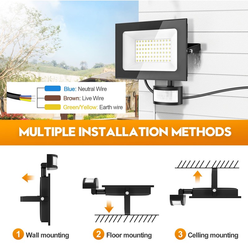papasbox 50 W LED Spotlight with Motion Sensor Outdoor Light
