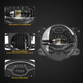 Riasdy - Luces antiniebla LED de 4 pulgadas compatibles con Jeep Wrangler JK Unlimited JKU 2007-2018, luces antiniebla de parachoques delantero de 60 W con DRL, EMC integrado, Plug & Play (un par)