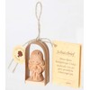Traumzauberbaum Ceramic Guardian Angel Kneeling in Wooden Arch, Approx. 3
