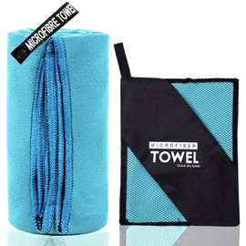 ZIUDBOC Microfiber Travel Towel, Soft Lightweight Quick Dry Towel, Super Absorbent Compact Travel & Sports & Beach Towels for Camping, Backpack, Gym, Swimming, Yoga, Hiking (L:24"×48" -MarineBlue)