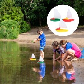 Toyvian 3PCS Toddler Bathtub Sailing Boats - Mini Boat Toys, Plastic Sailboat, Floating Row Swimming Pool Yacht for Kids