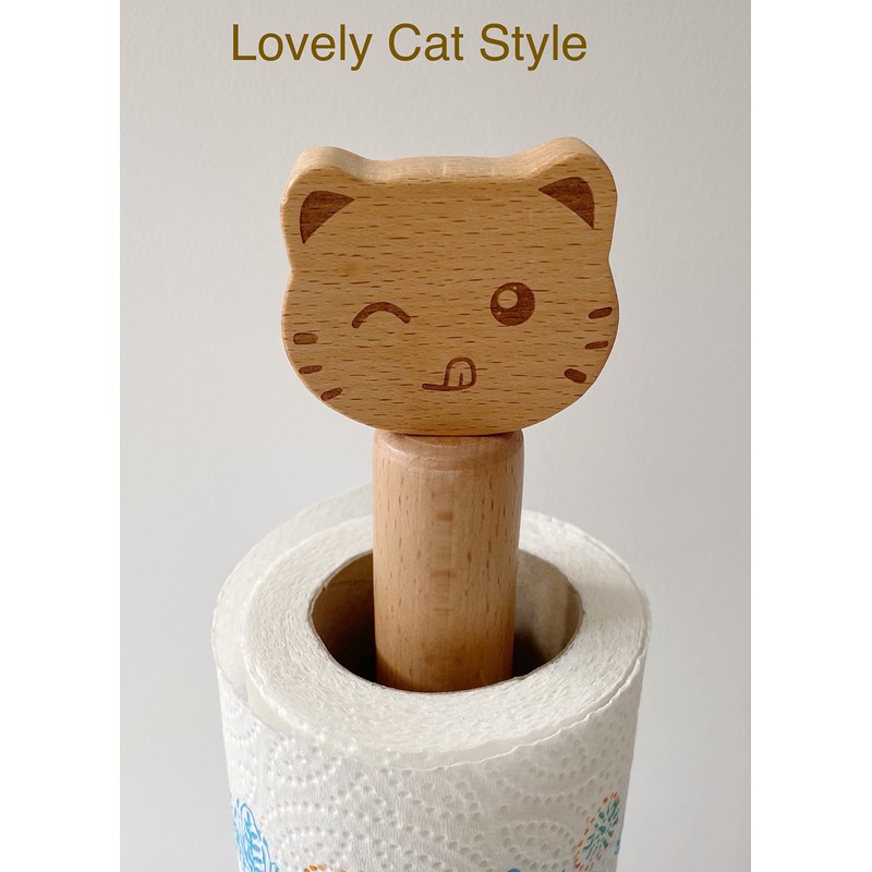 Kitchen Roll Holder, Wooden Paper Towel Holder Free Standing, Cute