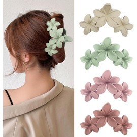 Click to see full view Large Flower Hair Clips for Women, Flower Hair Claw Clips for Thick Hair, Nonslip Hawaiian Hair clips, Cute Jaw Clips, Hair Accessories (dusty pink, light brown, light green, brick red)