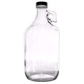 True Fabrications 1/2 gal Clear Glass Beer Growler, Reusable with Poly Seal Cap, 64 oz., Clear (Pack of 3)