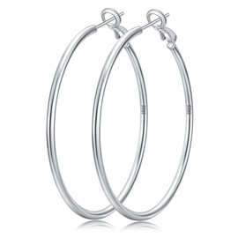 Senteria Silver Hoops Earrings for Women,925 Sterling Silver Hoop Earrings Hypoallergenic Large silver Hoops Lightweight Big Thin Hoop Earrings 50MM