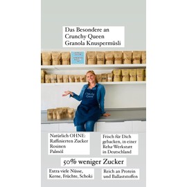 Crunchy Queen Gebrannte Mandel Granola Knuspermüsli | Mandel & Cranberries | Handgemacht | Crunchy Topping für Smoothiebowl & Müsli | vegan | Müsli ohne Zucker | 100% natürlich | (340g)