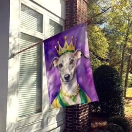 Caroline's Treasures DAC4905CHF Whippet King of Mardi Gras House Flag Large Porch Sleeve Pole Decorative Outside Yard Banner Artwork Wall Hanging, Polyester, House Size, Multicolor