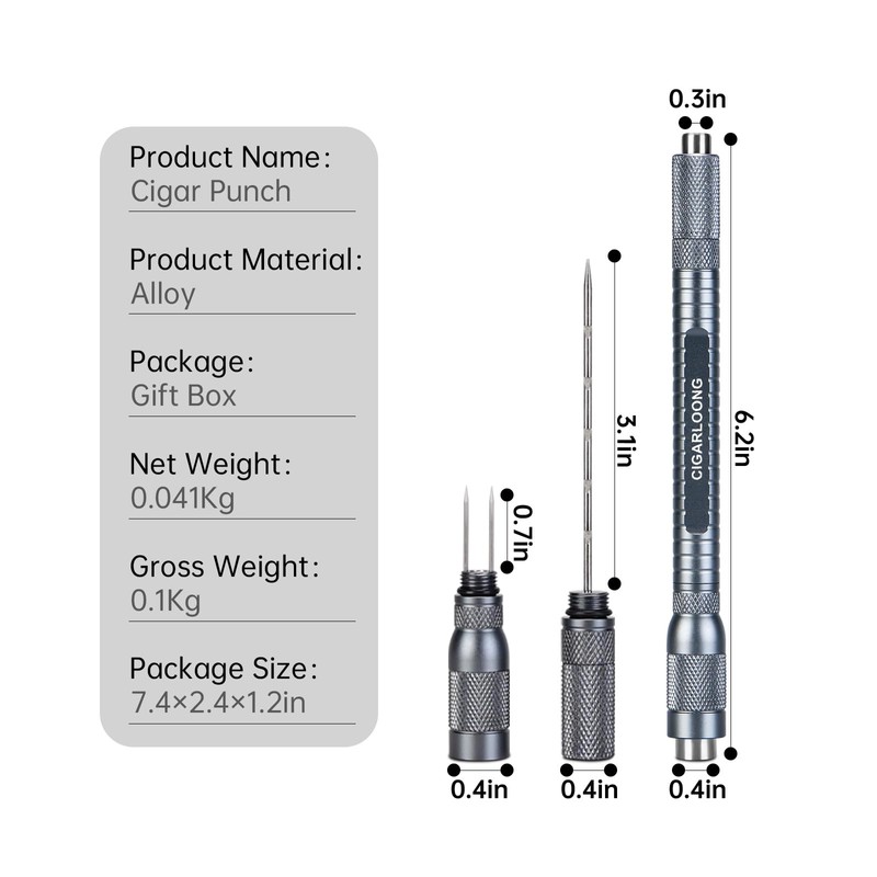 Cigar Punch 4-in-1 Cigar Punch, Draw Enhancer Tool for Dual-Size