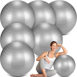 Hungdao 6 Pcs Exercise Ball Bulk Inflatable Pregnancy Ball 22 Inch Pilates Ball Heavy Duty Ball Chair Workout Ball for Yoga Studio Core Physical Fitness Ball for Stretching Therapy Balance(Gray)