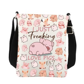 Pig Crossbody Bag Pig Gifts Pig Lover Gifts Piggy Gifts Pig Farmer Gifts I Just Freaking Love Pigs Ok Pig Sling Purse Bag, White