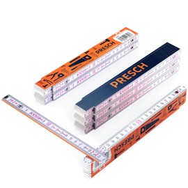 Presch Folding Rule Set 2 Metres with Angle Function, 6 Pieces, Wood, Blue/Orange, Large and Very Easy to Read Numbers, Exact Snap, Folding Rule, 2 Metres