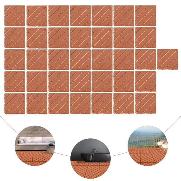 Unbranded 36-Pack Plastic Interlocking Deck Tiles, 12"x12" Patio Deck Tiles