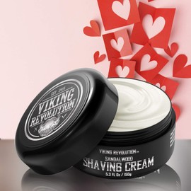 Viking Revolution Luxury Shaving Cream for Men- Sandalwood Scent - Soft, Smooth & Silky Shaving Soap - Rich Lather for the Smoothest Shave - 5.3oz | Viking Revolution