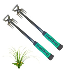 Yomitek 2Pcs Weed Puller Tool, Weeding Artifact Uprooting Steel Hand Weeder Tool for Garden Yard Farm - Durable Manganese, Manual Multifunctional Weeding Artifact Kit - 6 Teeth, Dual Purpose Puller