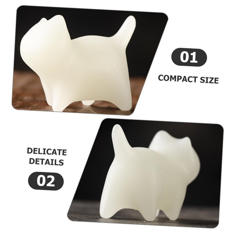 BIUDECO Glowing Stone Cat Figurine Creative Glow Dark Cat Statue