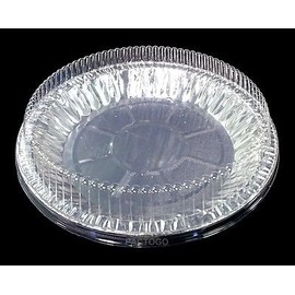 Durable Packaging Handi-Foil 9" Aluminum Pie Plate Pan Baking Tin 1" Deep w/Clear Dome Lid (pack of 50)