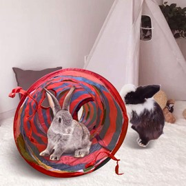 Tfwadmx Rabbit Tunnel and Tube Collapsible Bunny Tunnel Toys Small Animal Acitivity Hideout with 3 Pack Chew Grass Ball for Guinea Pig Chinchilla Ferret Cat Hamster Rat