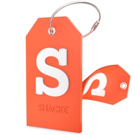 Shacke Initial Luggage Tag with Full Privacy Cover and Stainless Steel Loop – (Letter S)