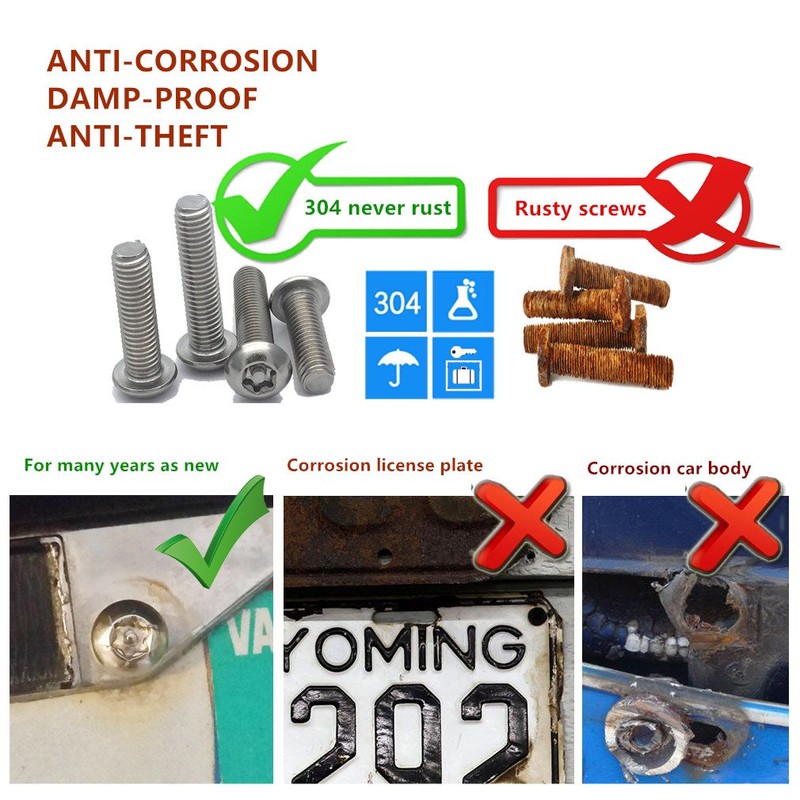 Aootf License Plate Screws- Anti Theft Car Plate Screws Bolts,