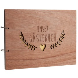 Hochzeitideal Special Guest Book Wedding Boho with 52 Pages of 100 g I Wedding Guest Book Made of Wood I Handmade Wedding Guest Book DIN A4