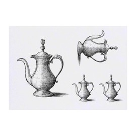 4 x 'Vintage Coffee Pot' Temporary Tattoos - Water Resistant, Skin-Safe, Non-Toxic Transfers, Mixed Sizes (TO00083726)
