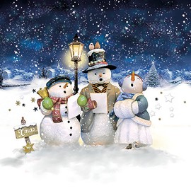 20-ct 13x13 Christmas Napkins for Decoupage Snowman Napkins Christmas Paper Napkins Christmas Napkins Paper Christmas Napkins for Kids Pretty Napkins Beautiful Snowmen Napkins Singing Carols Blue