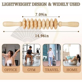 Manual Wooden Fascia Massage Roller Trigger Points for Release Cellulite Sore Muscle Blasting (White) Red Body Care - Color: white