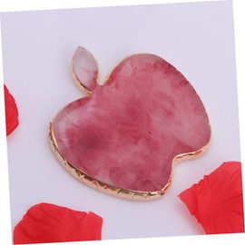 BIUDECO 1pc Shaped Manicure Palette Gold Brim Light Red Agate Design for Nail Mixing Easy to Clean Display Plate for and Projects