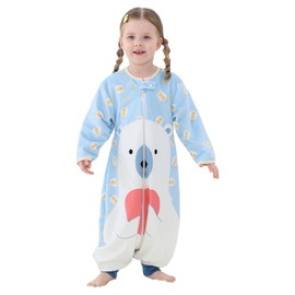 TMEOG Sleeping Bag with Feet, Baby Pyjamas, Sleeping Bag with Sleeves, Toddler Sleepsuit, Baby Pyjamas, Romper for Girls and Boys, Children 1-6 Years, Sky Blue Polar Bear