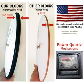 Heavy Metal Black Wall Clock | Ultra Quiet Quartz Mechanism | Hand Made in USA Beautiful Crisp Lasting Color | Comes in 8 Sizes | 12-Inch