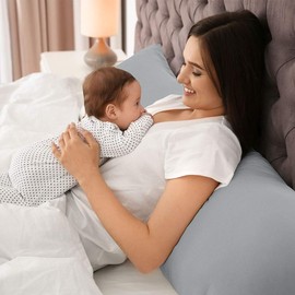 PiccoCasa Body Pillow Pillowcase with Zipper Closure, 1800 Series Brushed Microfiber Body Pillow Cover, Soft Long Pillow Cases for Body Pillows Light Grey 50 x 140cm/ 4.6ft.