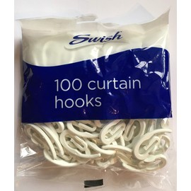 Swish Curtain Hooks, White, 100 Retail Pack