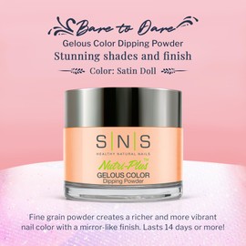 SNS Healthy Natural Nails SNS Nail Dip Powder, Gelous Color Dipping Powder - Satin Doll (Peach/Pastel Cream) - Long-Lasting Acrylic Nail Color & Polish Lasts 14 Days - Low-Odor & No UV Lamp Required - 1.5 Oz