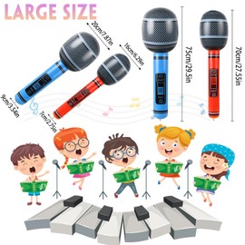 LIYDE 2 PCS Inflatable Microphones Large Size Blow up Microphone Toy Inflatable Microphone for 80s 90s Party Decorations - 80s 90s Decorations Supplies Plastic Prop (BlueRed)