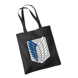 SmartyPants Attack on Titan Tote Shopper Bag Birthday Christmas Anime Manga Post-Apocalyptic Eren Jaeger 100% Cotton Black Colour Present Gift Idea