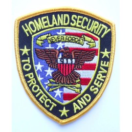 HOMELAND PROTECT AND SERVE EMBROIDERED POLICE IRON ON PATCH