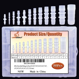 80Pcs Plastic Hose Barb Fittings Assortment, 12 Sizes of Equal Barbed Hose Pipe Fitting Connector Adapter Union Splicer Joint for Air Gas Water Liquid Fuel Line Catheter Tube Pump Adapters