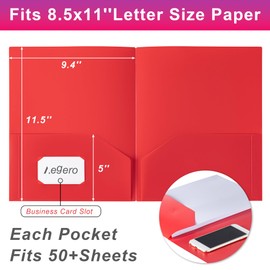 Aegero Plastic Folders with Pockets (7 Pack, Yellow), Durable Heavy Duty File Folders with Business Card Slot, 2-Pocket Folder for Schoolwork & Office,Letter Size