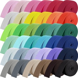 Windyun 36 Rolls Heavy Cotton Webbing 1.5 Inch 118.8 Yard 36 Color Mixed Polyester Cotton Webbing Strap Tote Bags Leash Straps for Making Bag Handles, Cloth Belt, Crafts Outdoor Accessories Supplies