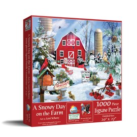 SUNSOUT INC - A Snowy Day on The Farm - 1000 pc Jigsaw Puzzle by Artist: Lori Schory - Finished Size 20" x 27" Christmas - MPN# 35025