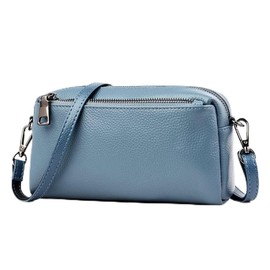 SHUNLY Genuine Leather Shoulder Bag, Mini Smartphone Pouch, Cowhide Leather, Mini Bag, Shoulder Bag, Women's, Women's, Smartphone Shoulder, blue